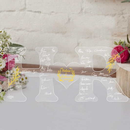 Personalized Wedding Guest Book Sign Custom Letter Name Date Rustic Wedding Guest Book Alternative Unique Guest Book for Wedding Anniversary Decor (Style 5)