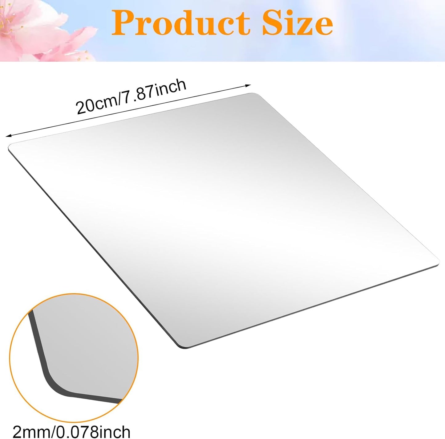 16Pcs Mirror Centerpieces for Tables, 7.87 x 7.87inch Square Mirrors Candle Plate Acrylic Wall Mirror Tiles for Wedding Table Party Centerpieces DIY Craft, 2mm