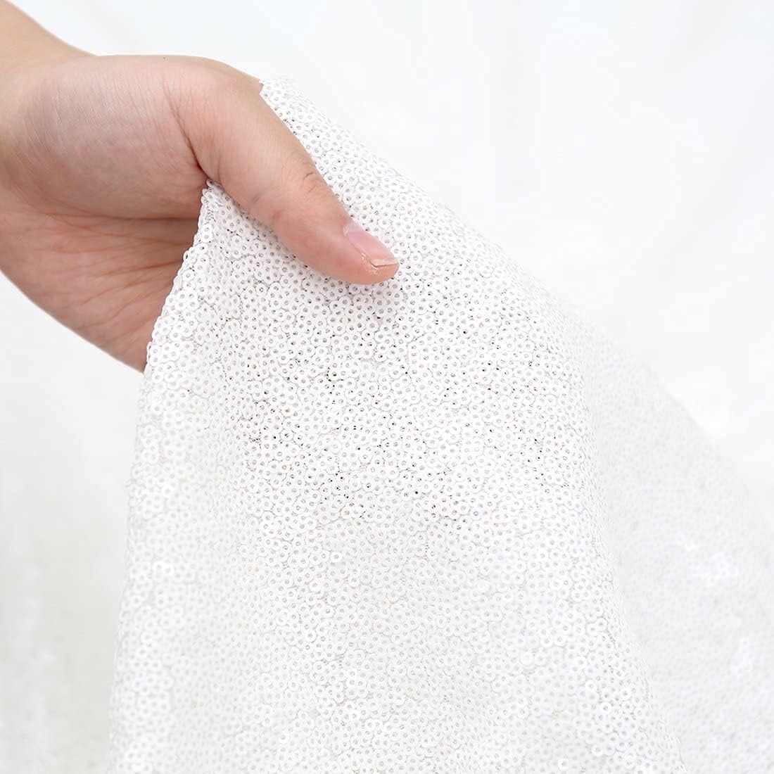 White Sequin Backdrop Curtains 1 Panel 10FTx10FT Glitter White Drapes Photo Backdrop Drapes Party Wedding Baby Shower Curtain Sparkle Photography Party Decor Background