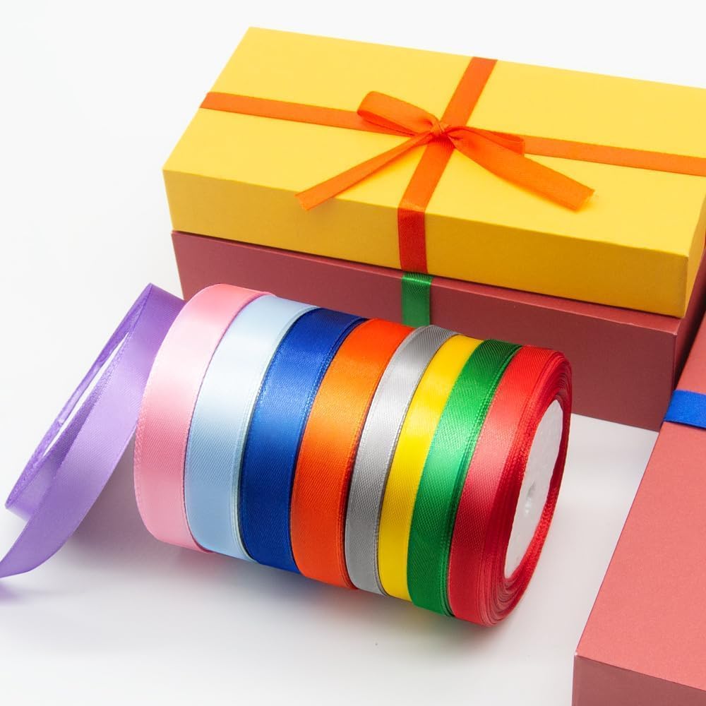 1" x 25 Yards Satin Ribbon, White Silk Ribbon Ideal for Gift Wrapping, Floral Bouquets, Crafts, Wedding Party Decorations, Christmas and Sewing Projects