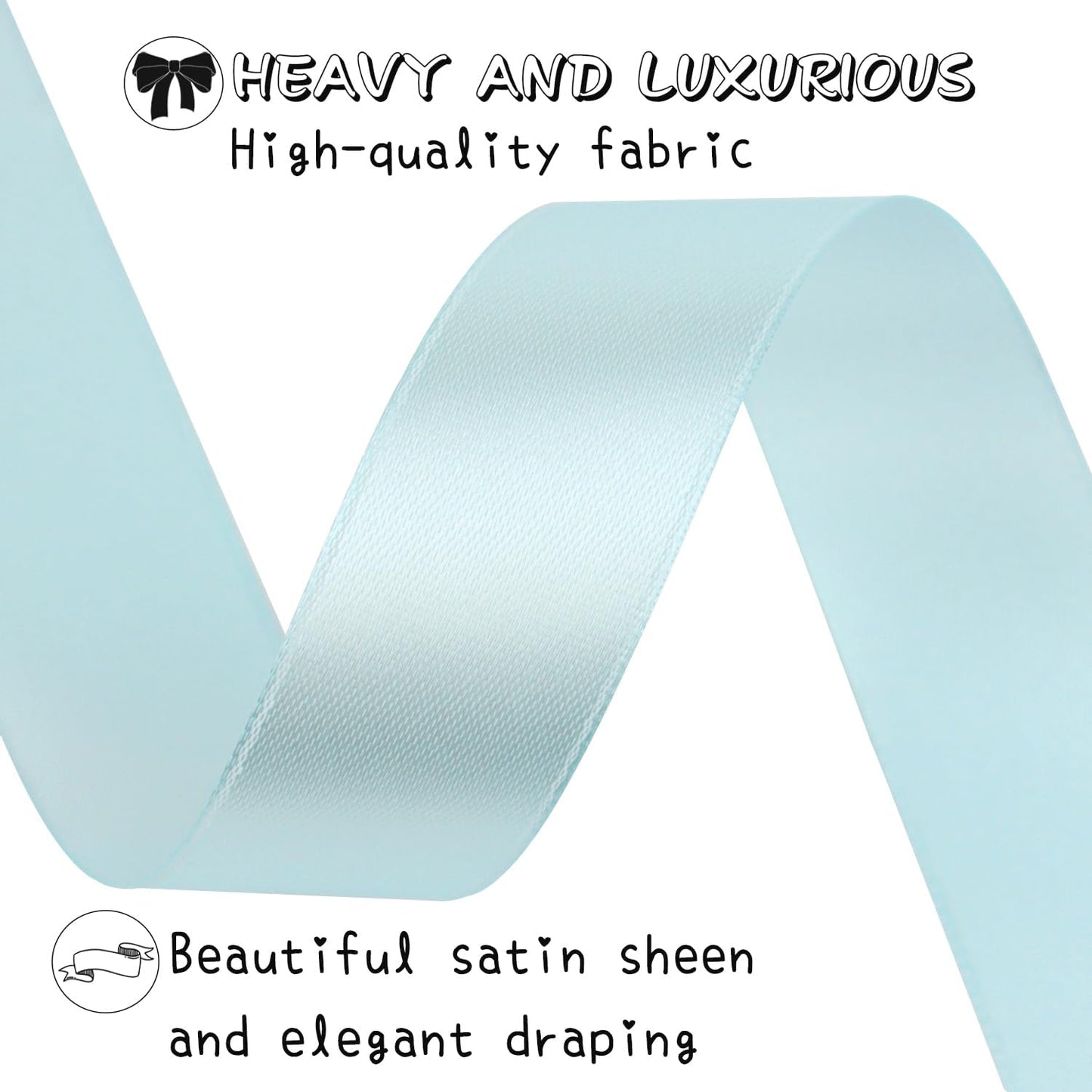 Light Blue Solid Satin Ribbon 1 Inch 50 Yards Solid Polyester Fabric Ribbon for Gift Wrapping Wedding Christmas Baby Shower Birthday Party Decoration Handmade Immortal Flower Craft