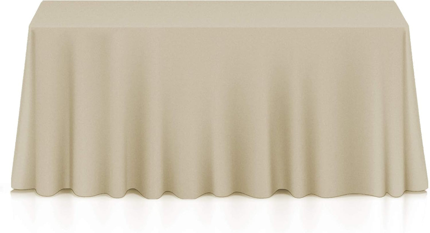 Lann's Linens - 10 Premium 90" x 132" Tablecloths for Wedding/Banquet/Restaurant - Rectangular Polyester Fabric Table Cloths - Beige