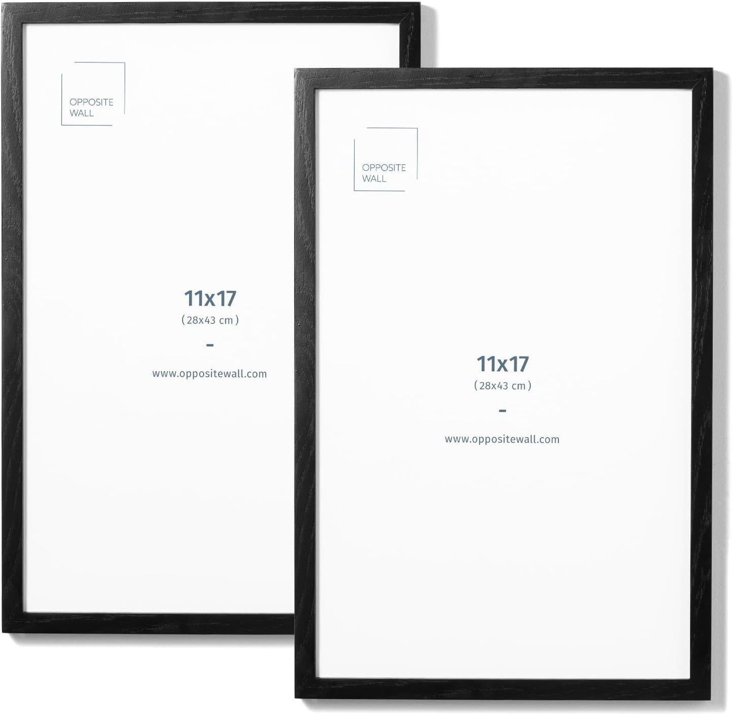 Opposite Wall - 11x17 in - Black Solid Oak Wood Picture Frame - Lightweight, Versatile & Shatterproof - Wall Hanging Poster or Photo Frame - Wall Decor for Office, Gallery & Home - 2 Pack