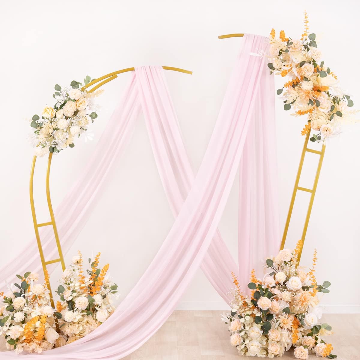 Socomi Wedding Arch Draping Fabric 2 Panels 29" x 19Ft Blush Pink Sheer Chiffon Curtain Drapes 6 Yards for Wedding Ceremony Birthday Party Decoration