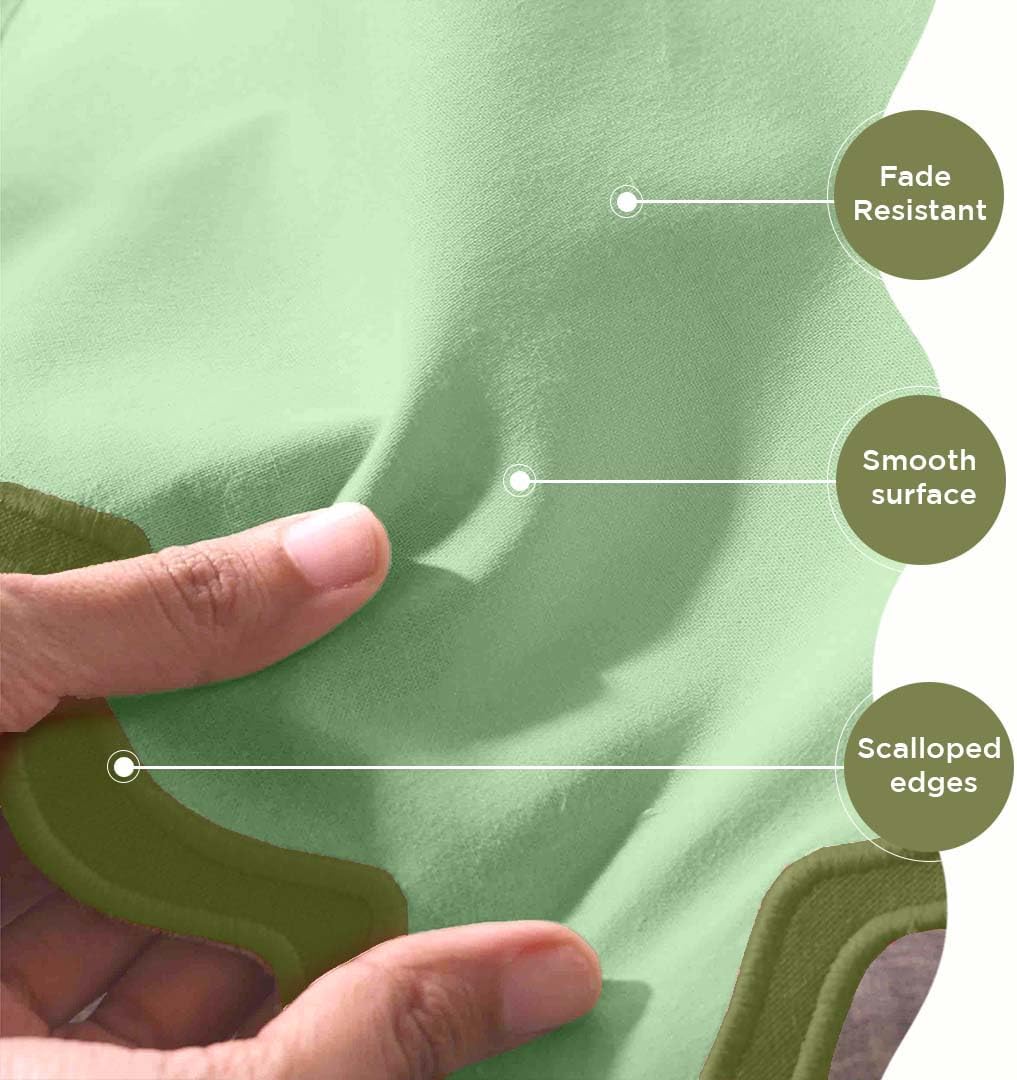 Folkulture Table Runner | Table Runners 90 inches Long | Scallop Table Runner for Farmhouse Decor or Boho Decor | Sage Green Table Runners for Dining Room Table Decor | Pastel Party Decorations