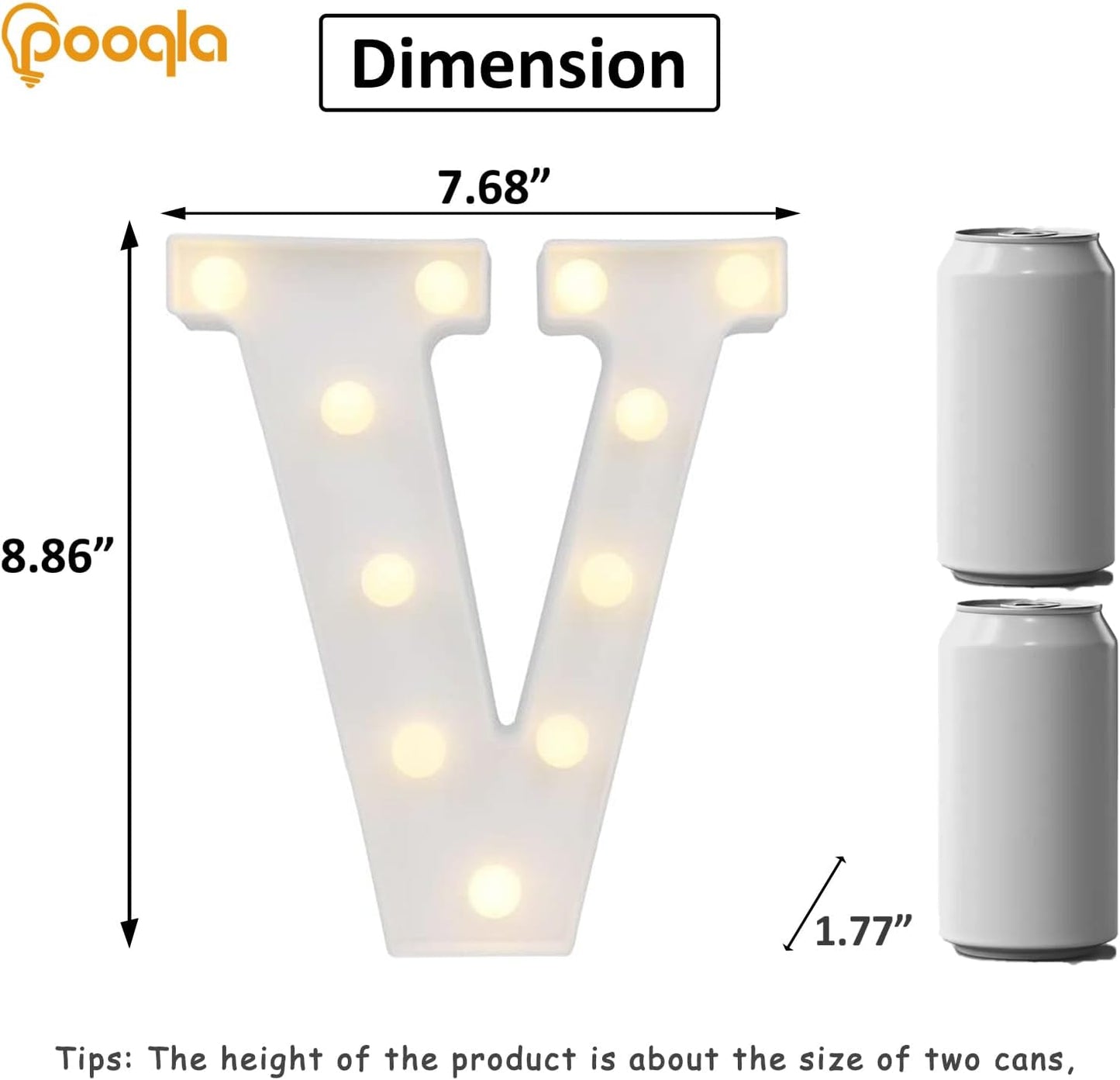 Pooqla LED Marquee Letter Lights Sign, Light Up Alphabet Letter for Home Party Wedding Decoration V