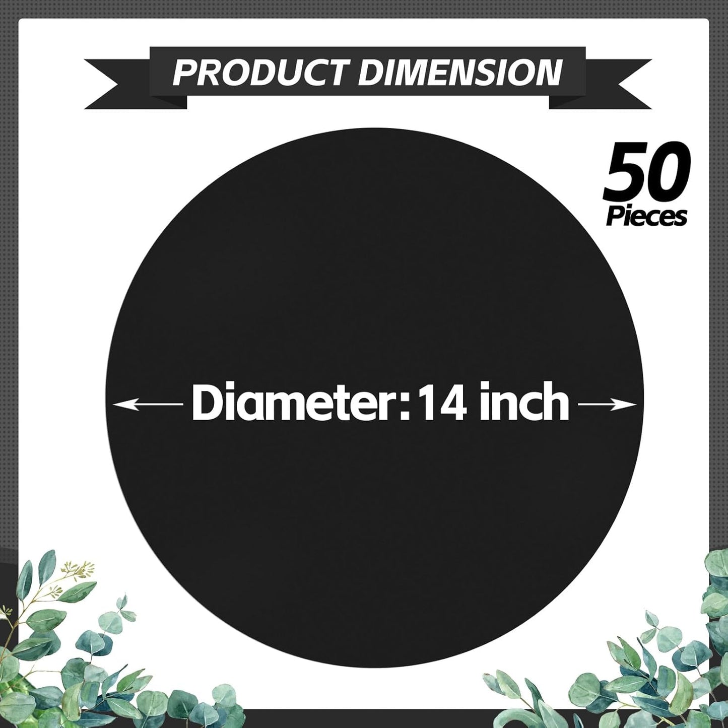 50 Black Paper Place Mats Black Round Disposable Table Mats Decorative Placemats for Wedding Banquet Party Tableware Decor