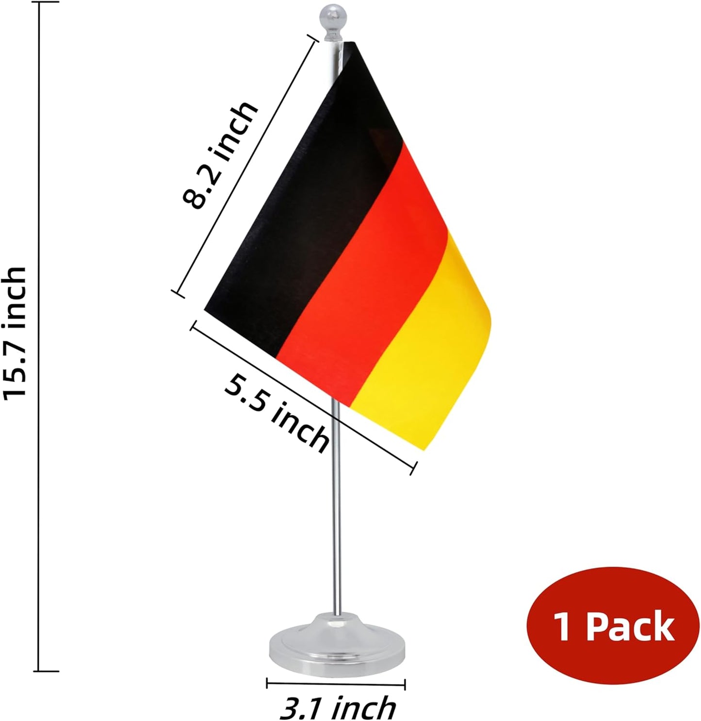 Germany Desk Flag, Germanic Table Office Flag with Metal Pole and Stand Base, International Country Flags, Festival Event Celebration, Classroom Meeting Desktop Decor (Germany)