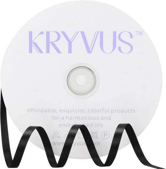 Black Satin Ribbon 1/4 inch X Continuous 100 Yards, Single Face Polyester Ribbon Perfect for Gift Wrapping, Flower Bouquet, Wedding Decor, Crafts, Bow Making, Sewing and More