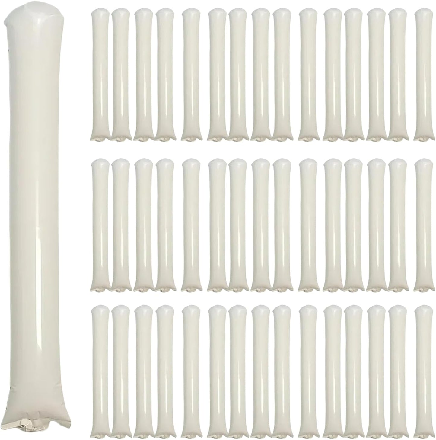 48pcs Round Head Boom Sticks Thunder Sticks Cheering Sticks Team Spirit Plastic Cheerleading Spirit Stick Clapper Inflatable Noise Maker Sports Supply (White)
