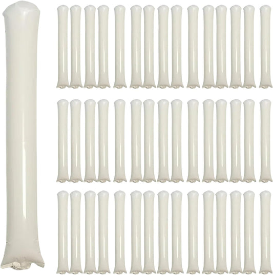 48pcs Round Head Boom Sticks Thunder Sticks Cheering Sticks Team Spirit Plastic Cheerleading Spirit Stick Clapper Inflatable Noise Maker Sports Supply (White)