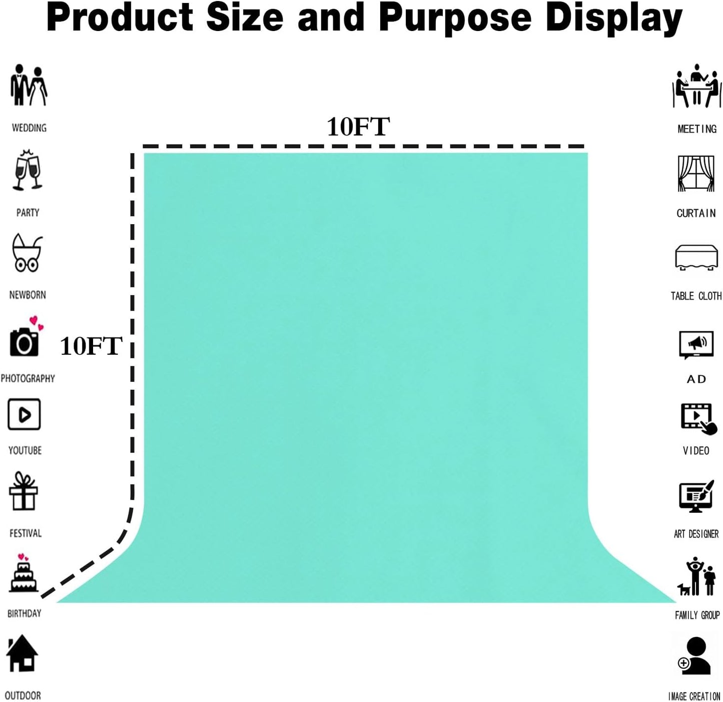 10x10FT Lake Blue Screen Backdrop for Photography, Chromakey Blue Photo Background Curtain Seamless for Video Meeting Photoshoot Party