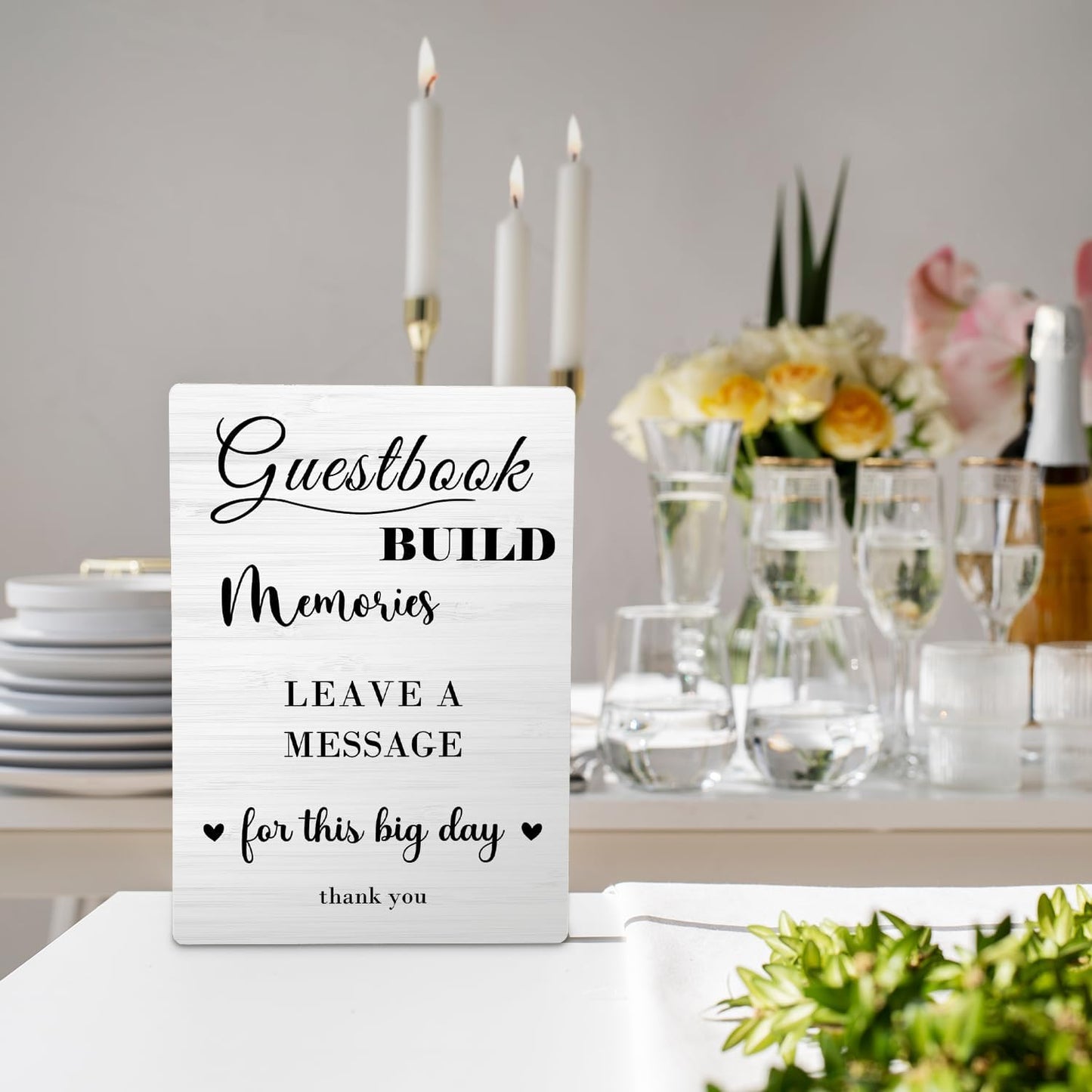Guestbook Sign, Wedding Guestbook Wooden Sign Stand 5x7inch, Message Guest Book Wedding Sign Stand, Wedding Signs for Reception, Wedding Table Decorations, Wedding Table Sign