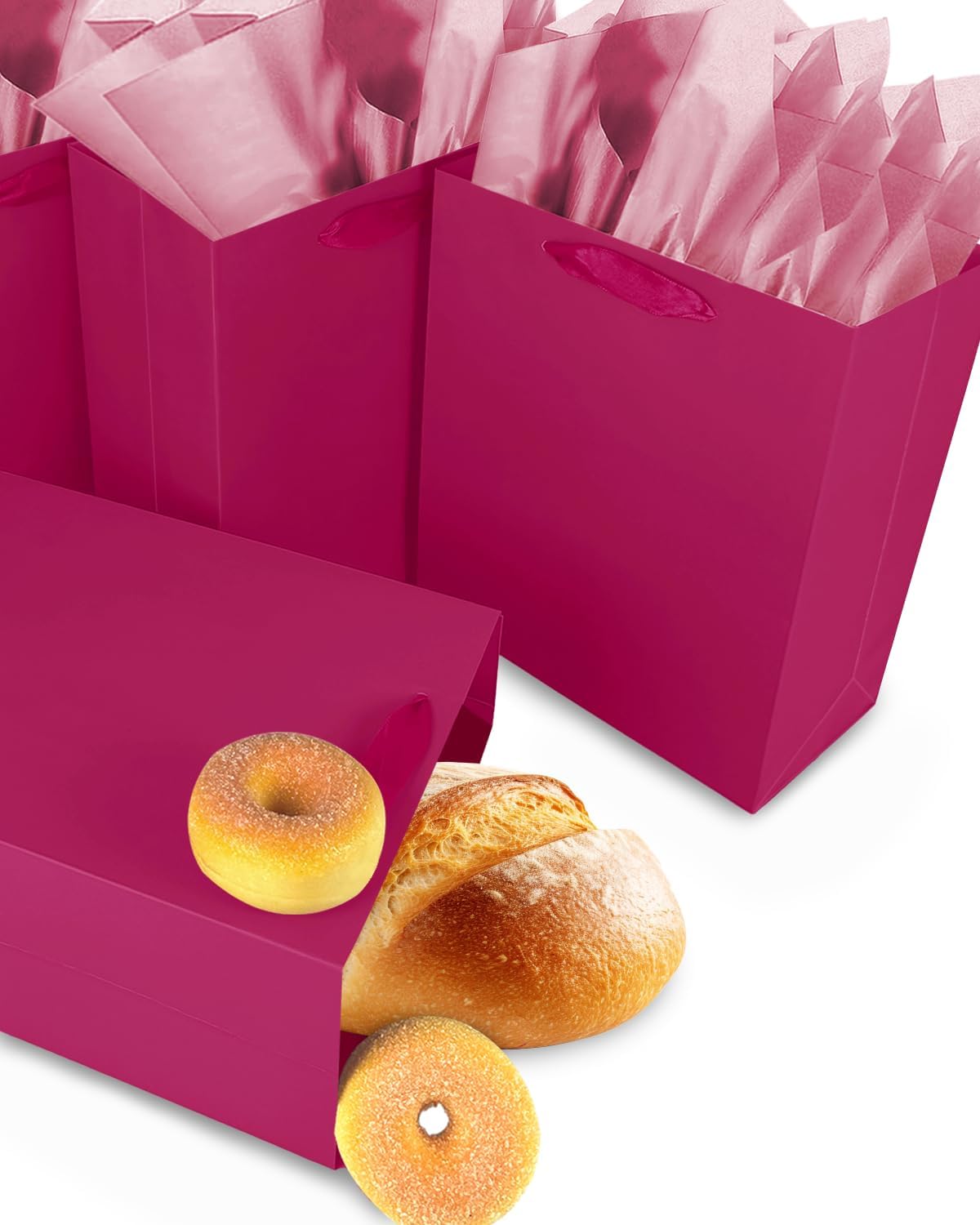 Gcardist Dragon Fruit Gift Bags with Tissue Paper for Wedding, Birthday, Party Supplies-7.9"x4.3"x9.6" Medium Size Cardboard Gift Bags（16pcs Bags +32pcs Tissue Paper ）