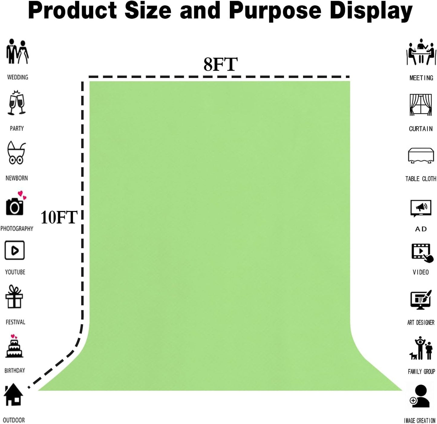 Large Screen Backdrop 10x10FT Light Green Background Cloth Photo Studio Shooting Props