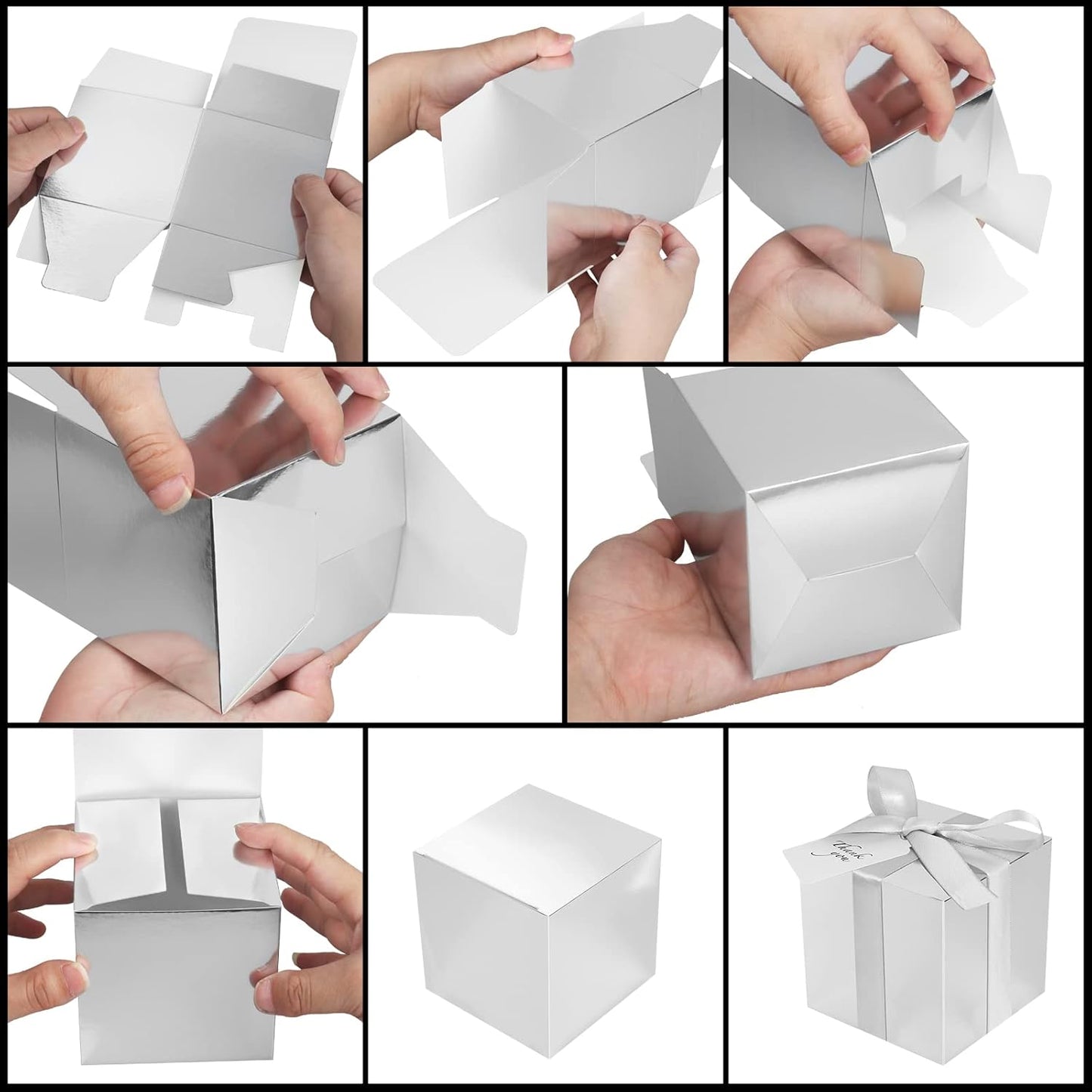 Silver Gift Boxes 5x5x5, 30 Pack Paper Gift Boxes with Lids for Gift, Bridesmaid Proposal Box, Cupcake Boxes, Gift Box for Wedding, Birthday, Groomsmen Proposal, Gifts, Packaging, Present