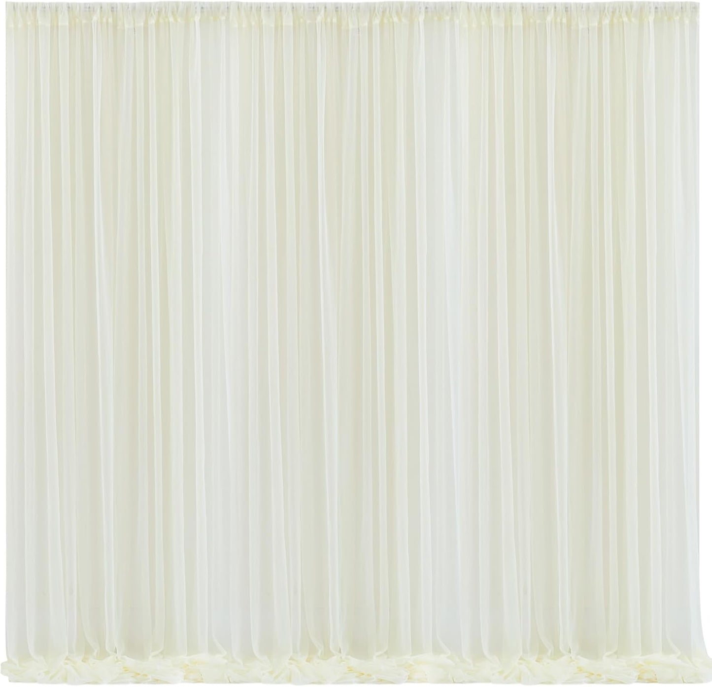 10x10 Ivory Tulle Backdrop Curtains for Parties, Sheer Backdrop Curtain Wedding Photo Background Drapes for Baby Shower Photography Birthday Party