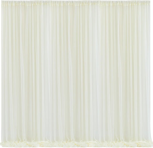 10x10 Ivory Tulle Backdrop Curtains for Parties, Sheer Backdrop Curtain Wedding Photo Background Drapes for Baby Shower Photography Birthday Party