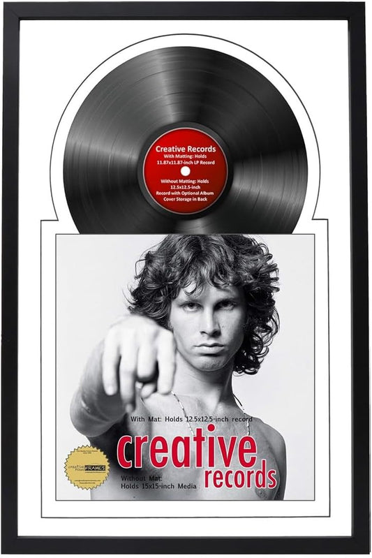 Creative Picture Frames 16" x 24" Jukebox Vinyl Frame Display with Double Matting, LP Record Album Frame for Wall Decor, White/White, 1 Count