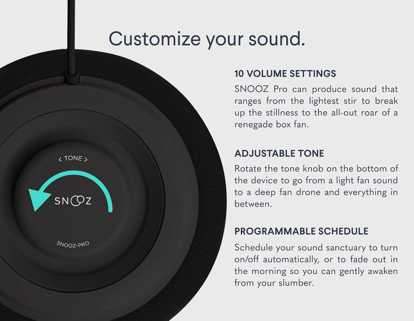 SNOOZ Pro - Smart White Noise Machine & Travel Case - Real Fan Inside, Non-Looping White Noise, Adjustable Tone & Volume - App-Based Remote Control & Sleep Timer - Midnight