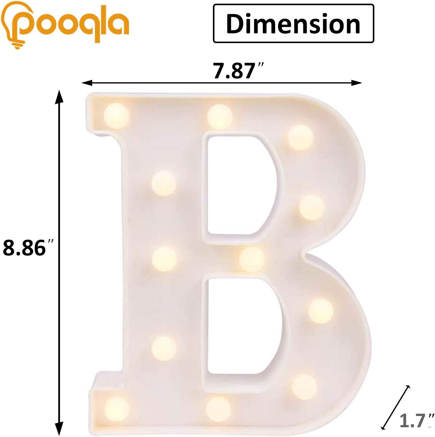 Pooqla LED Marquee Letter Lights Sign, Light Up Alphabet Letter for Home Party Wedding Decoration B