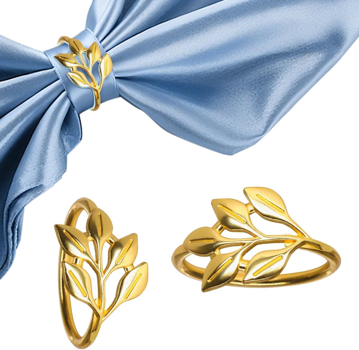 40 Pcs Leaf Napkin Rings Set, Gold Metal Napkins Rings Holders Bulk for Cloth Napkins Table Adornment for Wedding, Birthday, Thanksgiving, Christmas, Banquet, Dinning Table Decorations