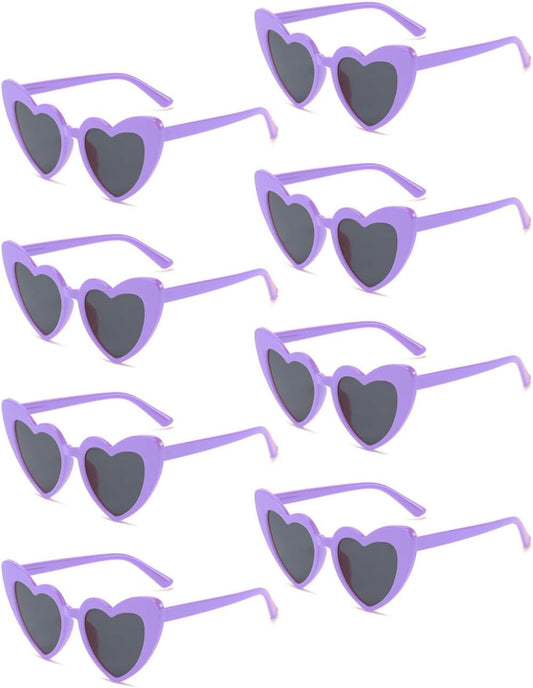 8 Pack Heart Sunglasses Vintage Cat Eye Heart Glasses Retro Bachelorette Bride Sunglasses Bulk for Women