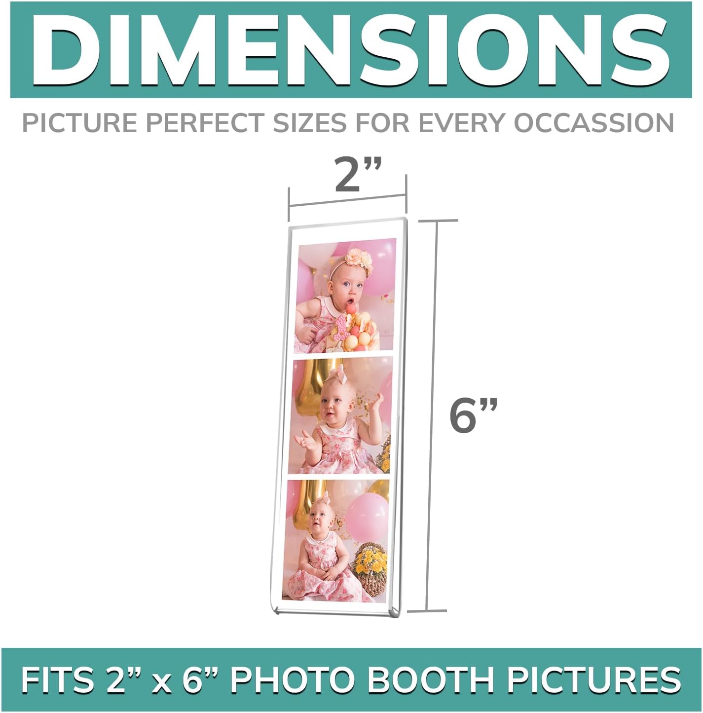 PBF Photo Booth Frames 2x6 Magnetic Picture Frames for Refrigerator | Clear Acrylic Frames for Photo Strips | Photo Holders for Fridge, Locker, Sign Holder (200-Pack)