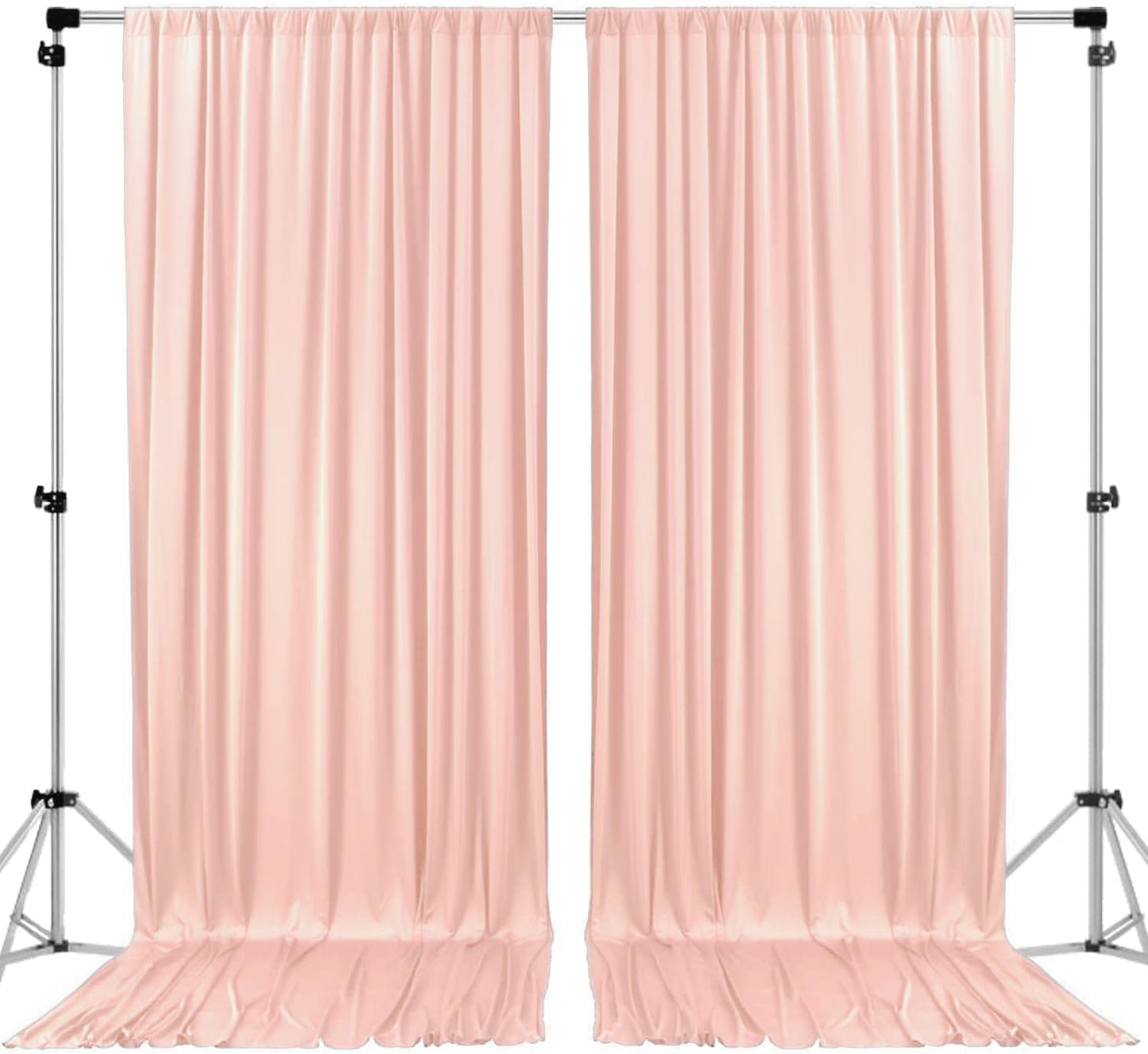 AK TRADING CO. 10 feet x 10 feet Polyester Backdrop Drapes Curtains Panels with Rod Pockets - Wedding Ceremony Party Home Window Decorations - Blush Pink (DRAPE-5x10-BLUSH)