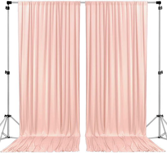 AK TRADING CO. 10 feet x 10 feet Polyester Backdrop Drapes Curtains Panels with Rod Pockets - Wedding Ceremony Party Home Window Decorations - Blush Pink (DRAPE-5x10-BLUSH)