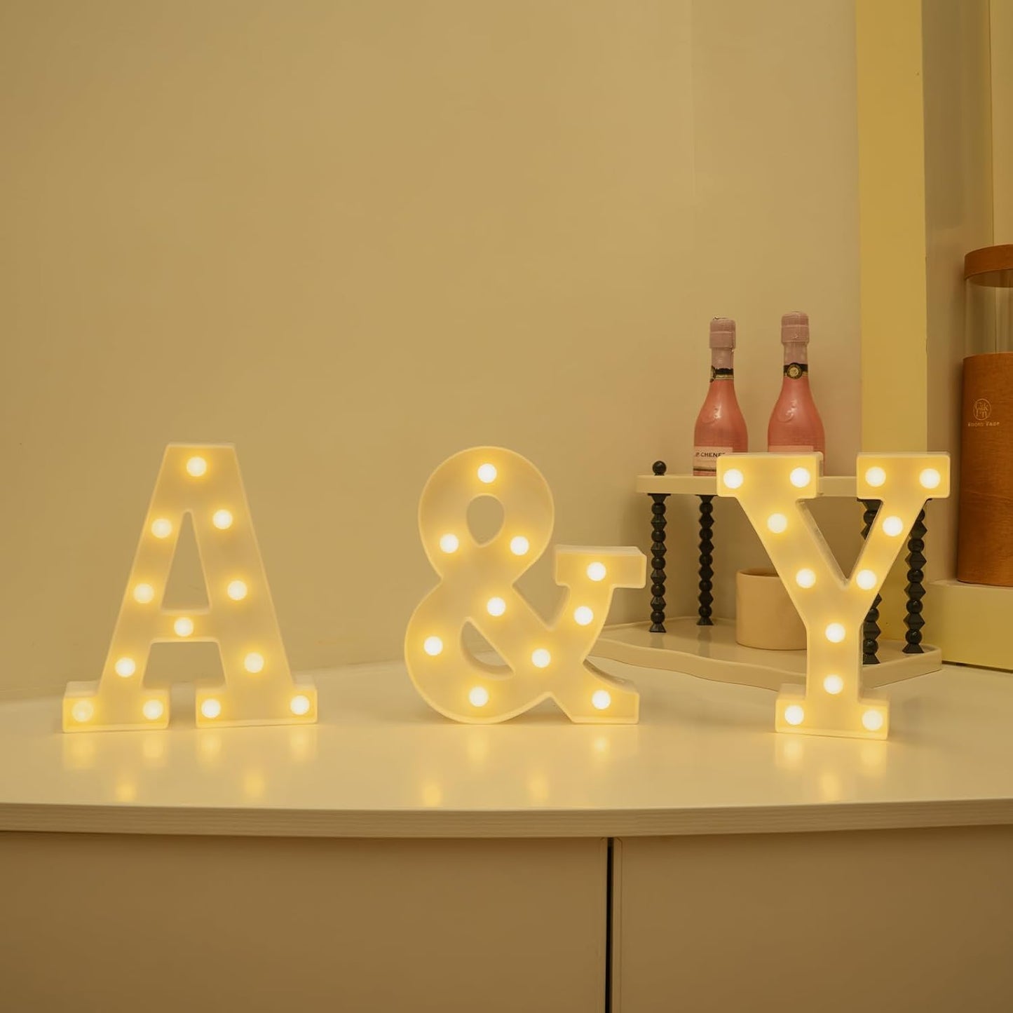 Foaky Rechargeable LED Letter Lights Sign Marquee Light Up Letters Sign for Night Light Wedding/Birthday Party Christmas Lamp Home Bar Decoration (Y)