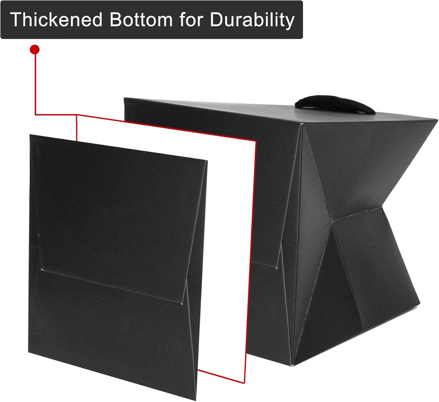 Black Paper Gift Bag 12 in Paper Gift Box Large Square Bottom Kraft Paper Bags with Handles for Wedding Baby Shower Birthday Party (Black, 12 x 12 x 12 in, 10 CT)