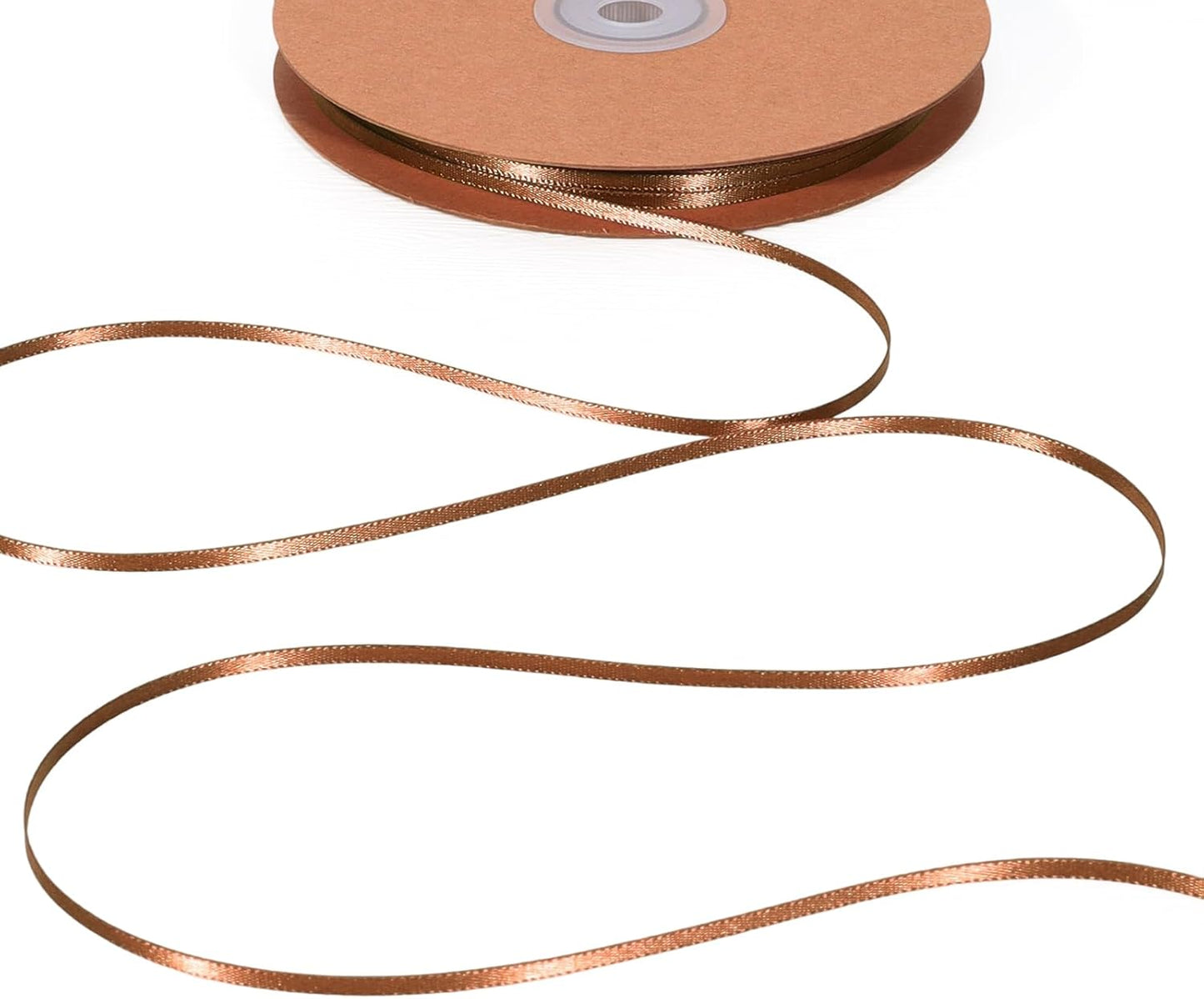 LaRibbons Brown Satin Ribbon 1/8 Inch 100 Yards Thin Luxury Double Faced Mocha Mousse Silk Ribbon for Flower Bouquet Crafts Gift Wrapping Wedding Decoration