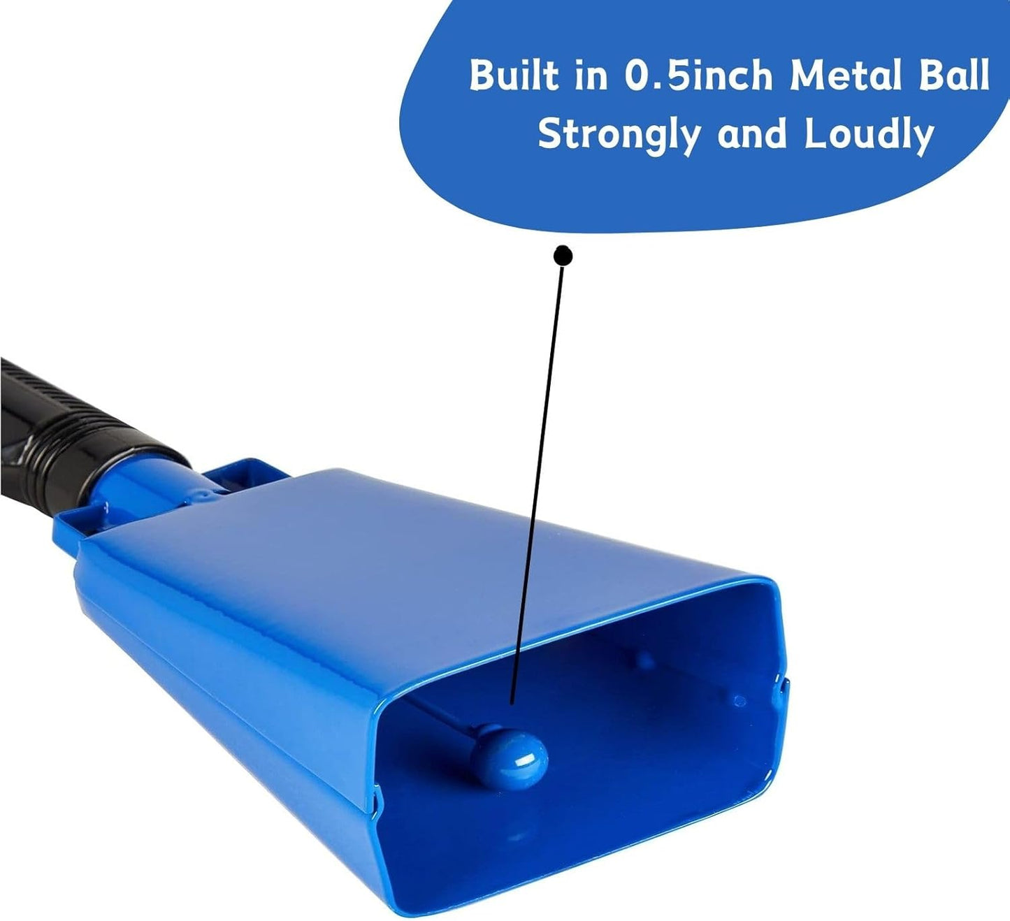 Steel Cow Bell with Handle 8 inch Cowbells Noise Makers, 2Pcs Large Cowbell for Sporting Events, Hand Percussion Loud Cheering Bell for Football Games Christmas Party School Wedding Farm (Blue)
