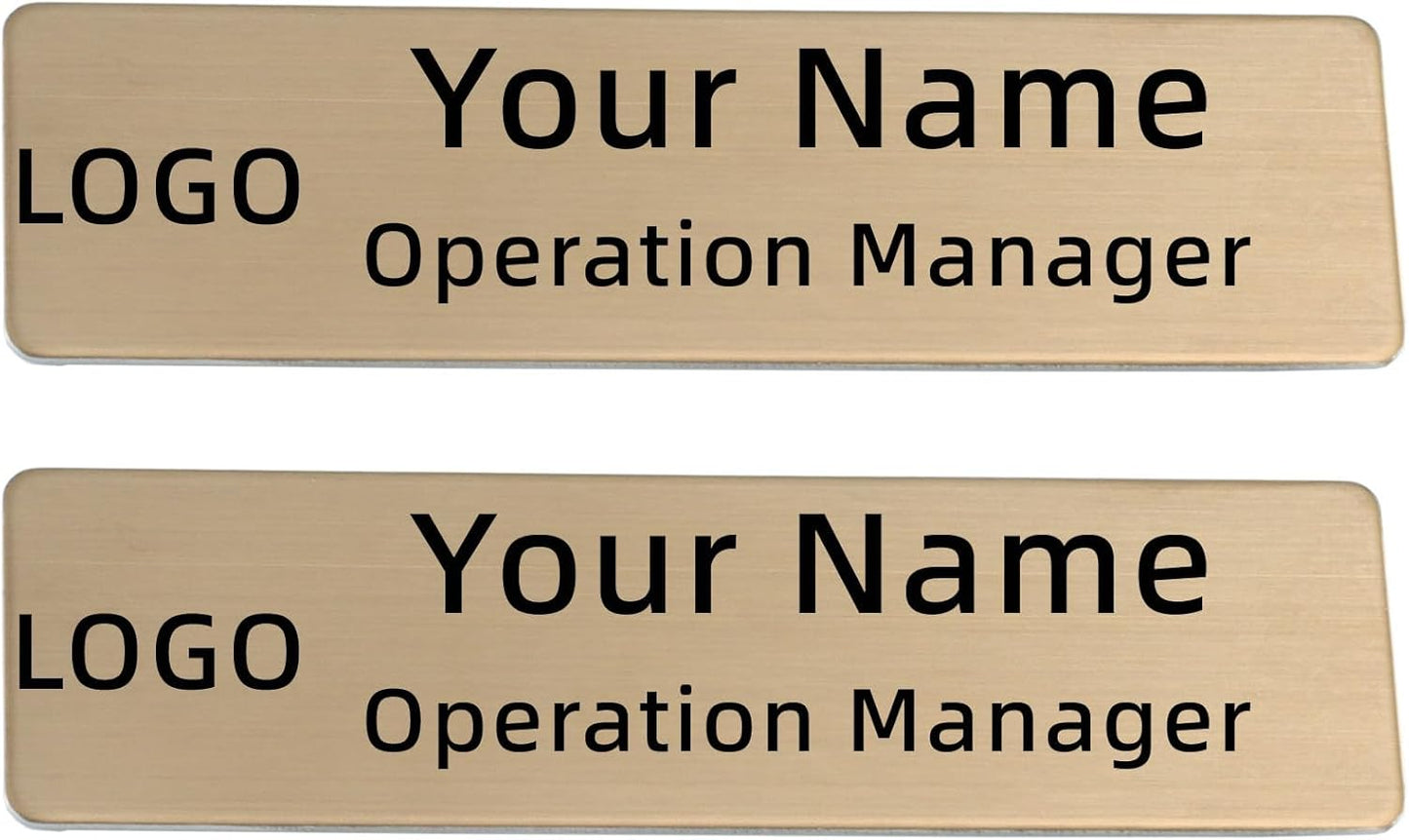 2pcs Stainless Steel Custom Name Tags with Pin or Magnet Adhesive Tape,Personalized,Customizable Name Tags,Custom ID Badge,Metal Name Tag for Cops,Nurses,Doctors,Teachers(RosGold x 2)