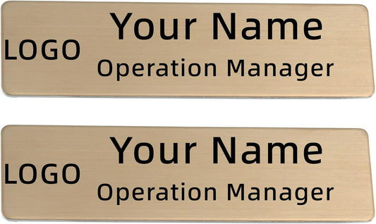 2pcs Stainless Steel Custom Name Tags with Pin or Magnet Adhesive Tape,Personalized,Customizable Name Tags,Custom ID Badge,Metal Name Tag for Cops,Nurses,Doctors,Teachers(RosGold x 2)