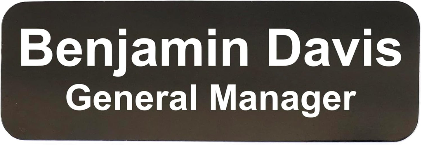 Custom Laser Engraved Name Tag Badges for Business or Employees Position Identification - Personalized Text for Your Name Plate or ID Tags, 1 x 3 inches, Made in CA, USA (Black, 1 x 3 inches)