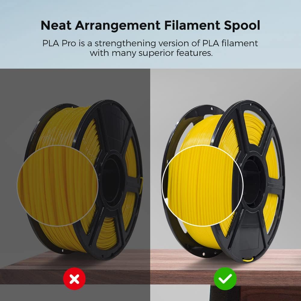 FLASHFORGE 3D Printer Filament, PLA PRO Filament 1.75mm, 1KG Spool (2.2lbs), Dimensional Accuracy +/- 0.02mm for FDM 3D Printers, Better Tenacity & No Knotting (Yellow)