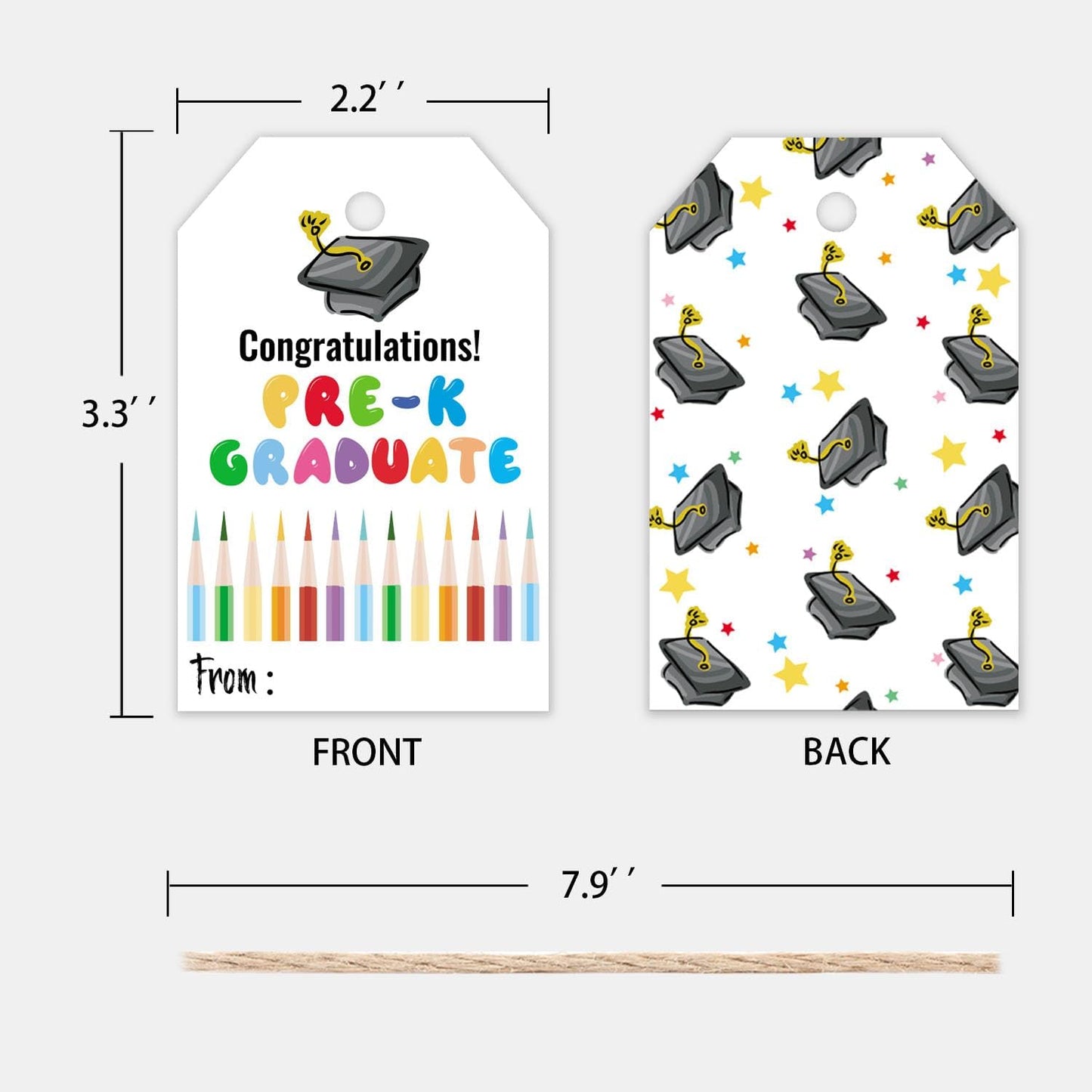 50 Pcs Pre-K Graduation Gift Tags, Congrats Grad Party Favors Gift Tags for High School or Happy College Graduation Party Decoration Supplies (pre k, 2.2 * 3.5)
