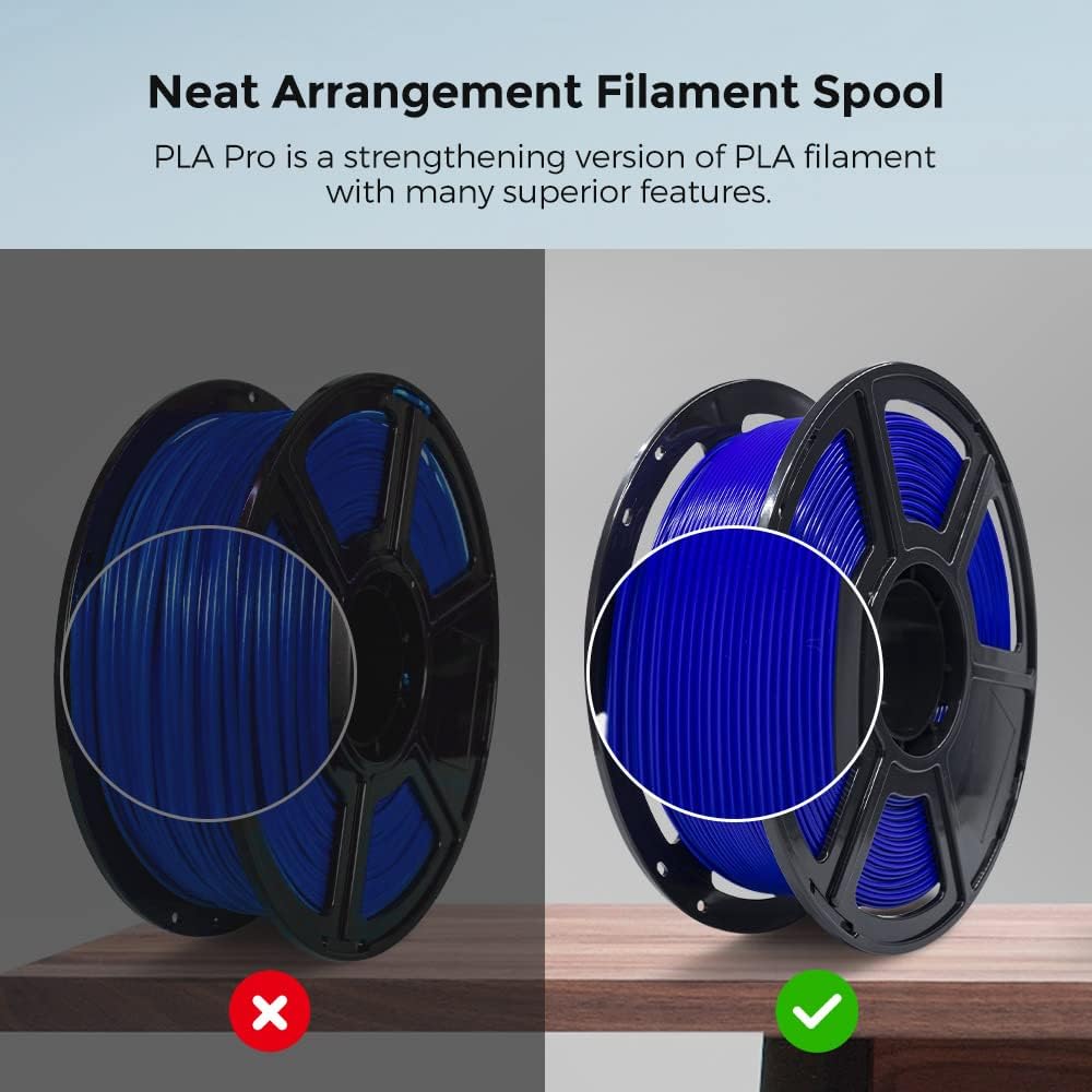 FLASHFORGE 3D Printer Filament, PLA PRO Filament 1.75mm, 1KG Spool (2.2lbs), Dimensional Accuracy +/- 0.02mm for FDM 3D Printers, Better Tenacity & No Knotting (Blue)