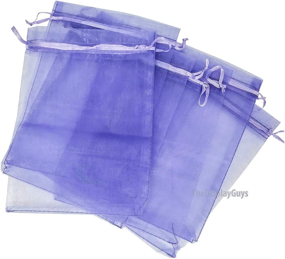 TheDisplayGuys 100-Pack 4x6 Lavender Sheer Organza Gift Bags with Drawstring, Jewelry Candy Treat Wedding Party Favors Mesh Pouch