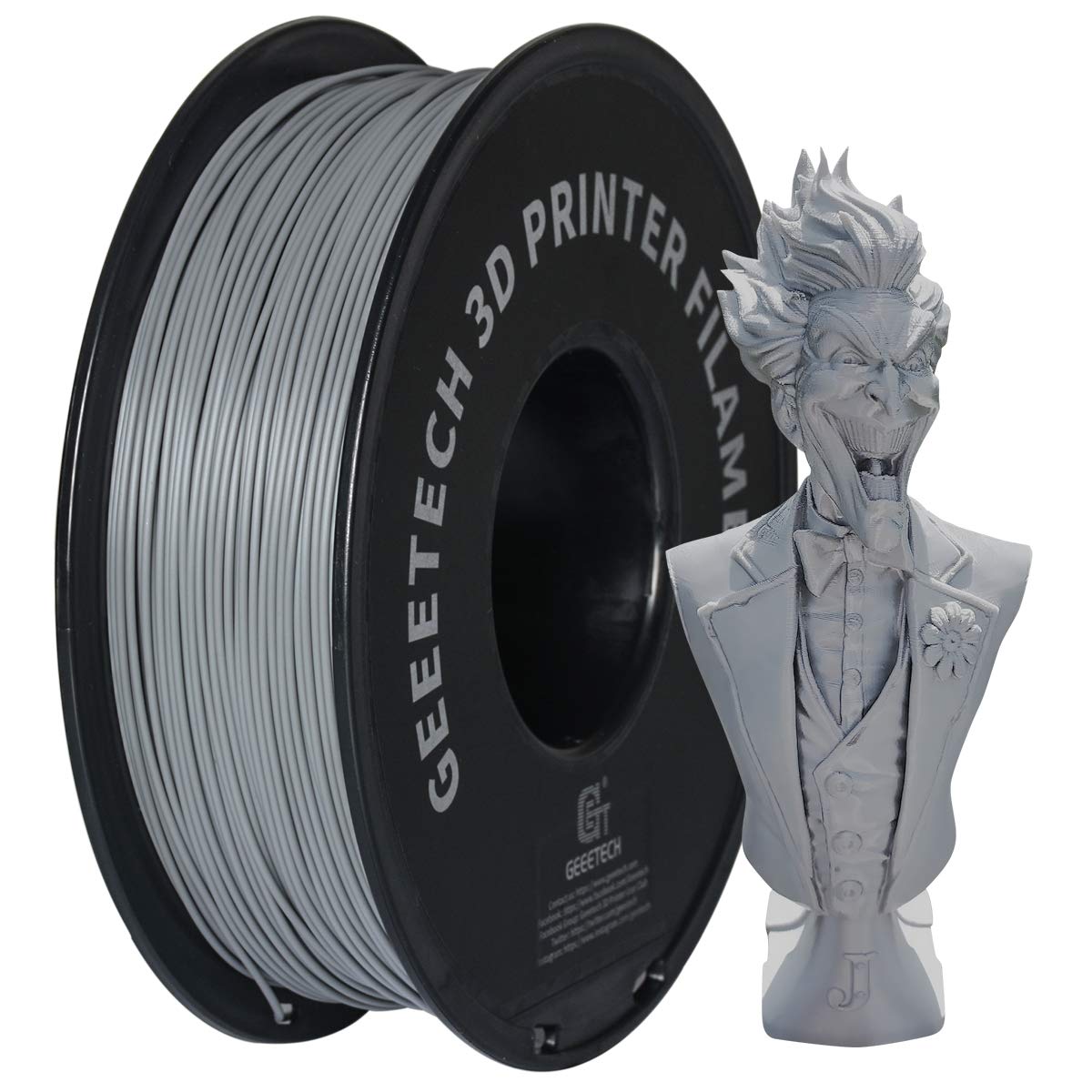 Geeetech PLA 3D Printer Filament, PLA 3D Printer Filament 1kg Spool(2.2lbs) Dimensional Accuracy +/- 0.02 mm, 3D Printing Filament Fits for Most FDM 3D Printers, Grey