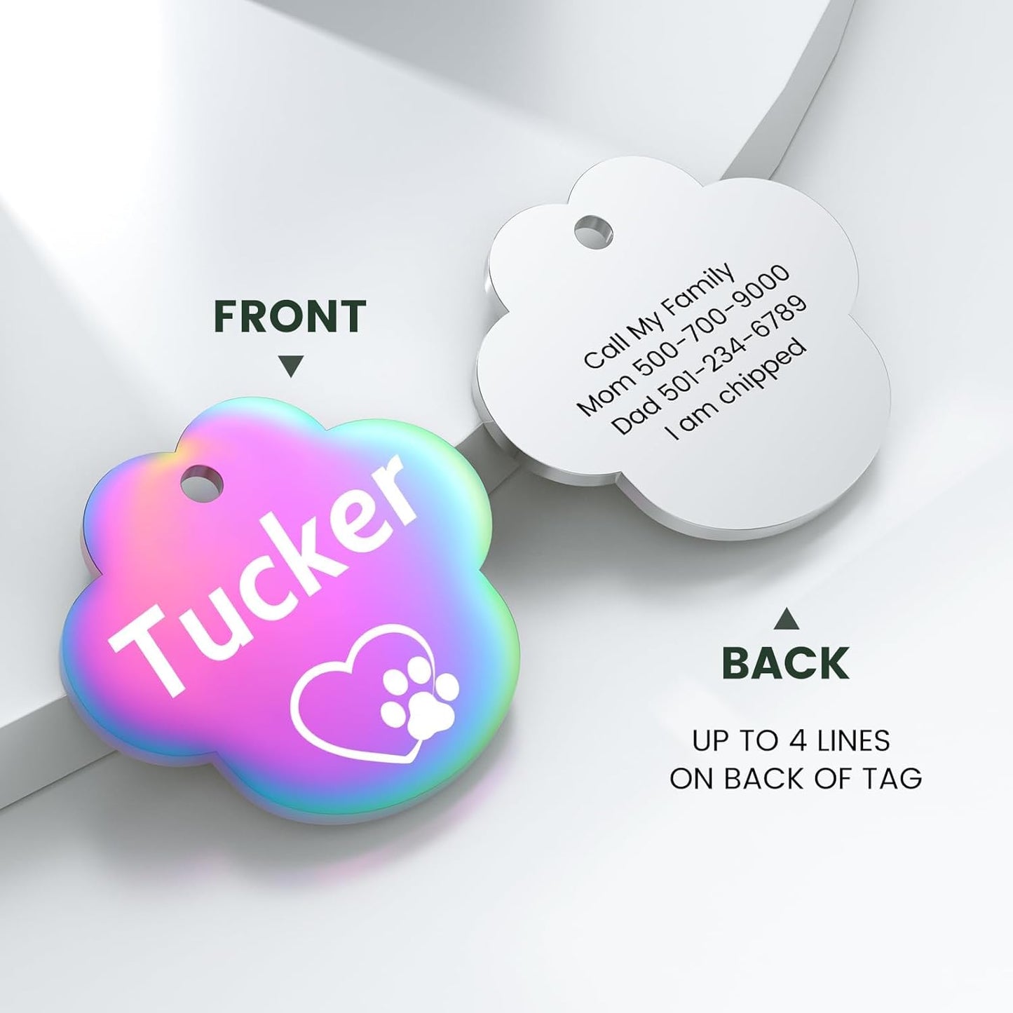 Dog Tags Engraved for Pets - YEHANTI Personalized Dog Tags with Lovely Icons, Durable Stainless Steel Pet ID Tags for Small Large Dogs Cats, Custom Dog Name Tags Engraved on Both Sides (Paw)