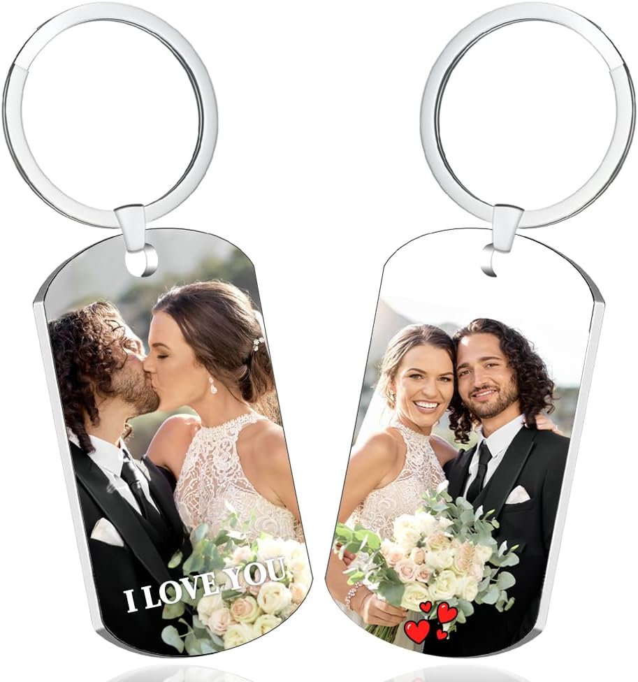 Custom Keychain with picture Double-sided Personalized Your Photo/Text/Icon for Men Family Boyfriend Gifts