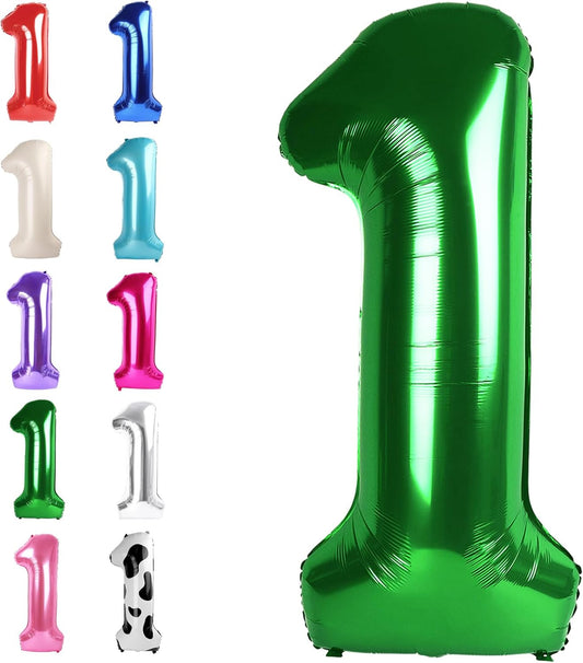 Green Number 1 Balloon 40 inch, Number 1 Birthday Balloon for Boy Girl, Green Foil One Balloon for 1st 10 11 12 16 18 Birthday Party, Anniversary Celebration Number Balloons Decorations