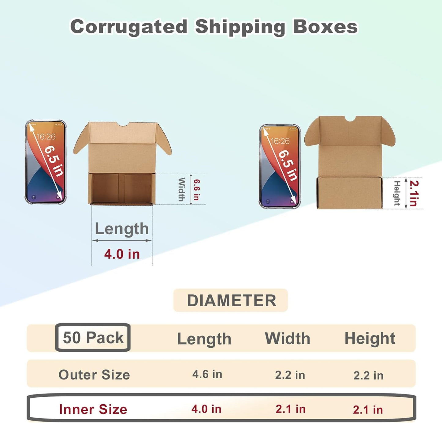 MEBRUDY 4.6x2.2x2.2 Inches Small Shipping Boxes Pack of 50, Corrugated Cardboard Box for Mailer Mailing Packing