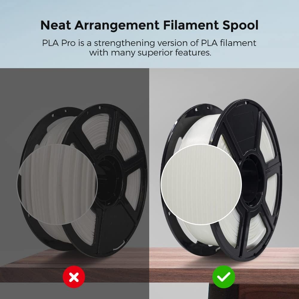 FLASHFORGE 3D Printer Filament, PLA PRO Filament 1.75mm, 1KG Spool (2.2lbs), Dimensional Accuracy +/- 0.02mm for FDM 3D Printers, Better Tenacity & No Knotting (Transparent)
