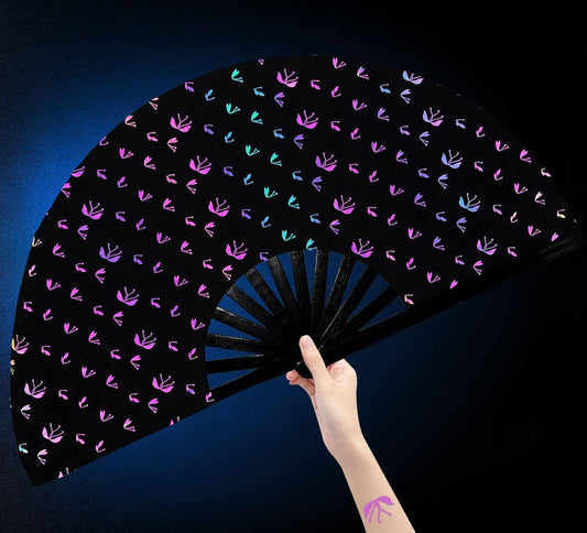 Amajiji Large Rave Folding Hand Fan Clacking Fans for Line Dancing Clap Fan for Boots On The Ground Dance,Party,Decoration,Festival (Bungee Light)