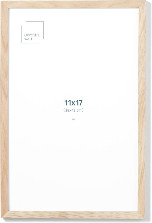 Opposite Wall - 11x17 in - Natural Solid Oak Wood Picture Frame - Lightweight, Versatile & Shatterproof - Wall Hanging Poster or Photo Frame - Wall Decor for Office, Gallery & Home