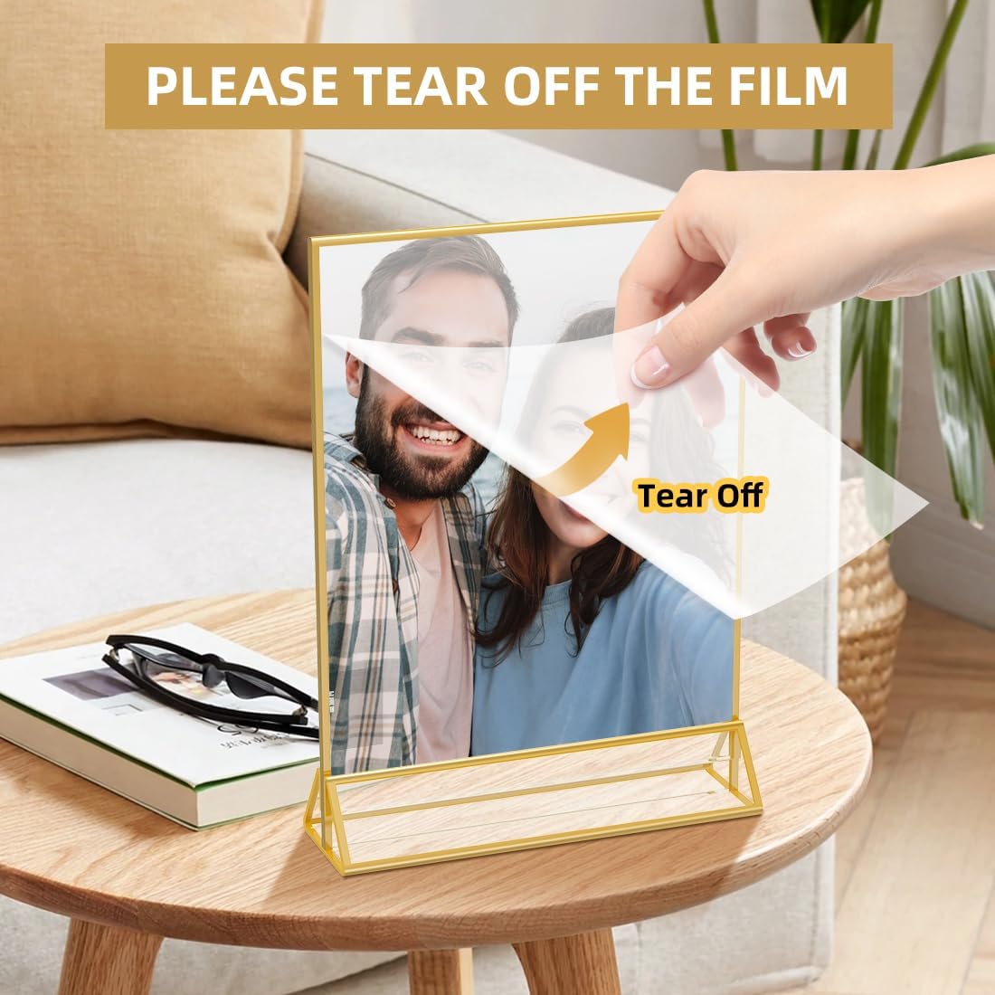 Acrylic Sign Holder 4 x 6 Double Sided Acrylic Frames Display Stand Clear Table Flyer Holder，Plastic Paper Holder for Home Office Shop